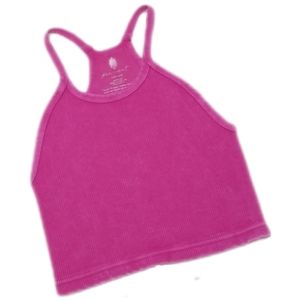 FP Movement by Free People Happiness Runs Cropped Ribbed Pink Tank Top XS